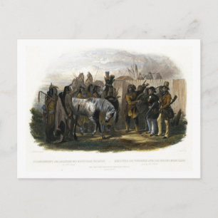 The Travellers Meeting with Minatarre Indians near Postcard