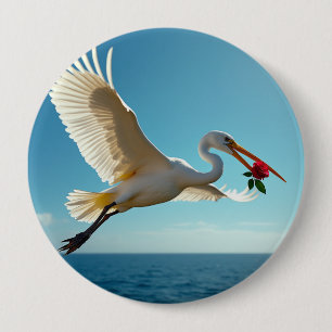 The travelling bird 10 cm round badge