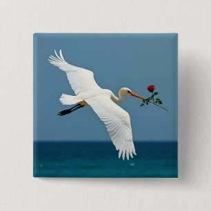 The travelling bird 15 cm square badge
