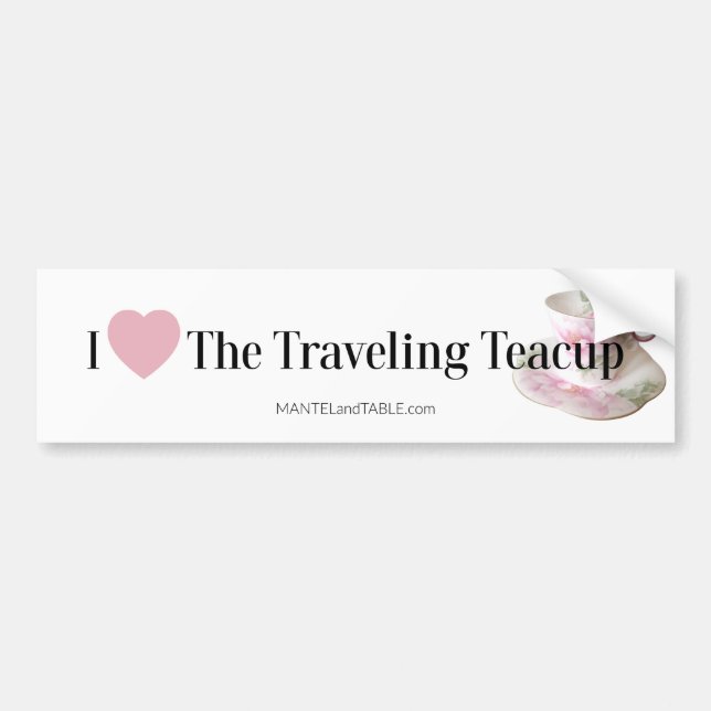 The Travelling Teacup Bumper Sticker (Front)