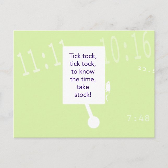 The Treasure Hunt Game - Clue #1 - Clock Postcard (Front)