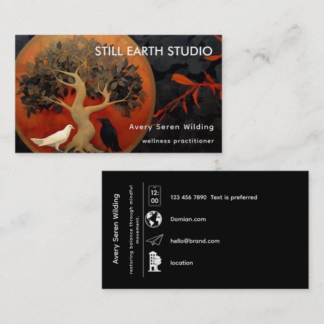 The Tree Between Worlds | Tree of Life Red/Blk Business Card (Front/Back)