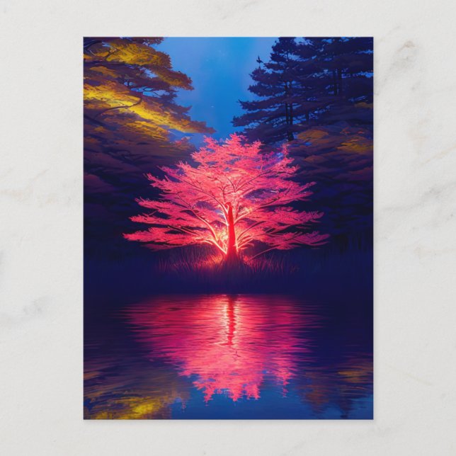The Tree Illuminated in Fiery Light Postcard (Front)