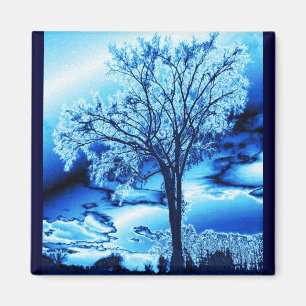 The Tree in Blue Ice Magnet