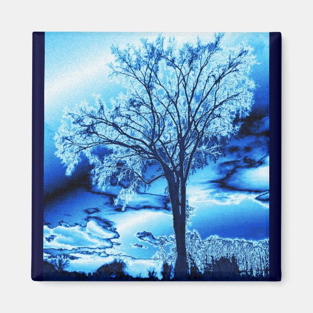 The Tree in Blue Ice Magnet (Front)