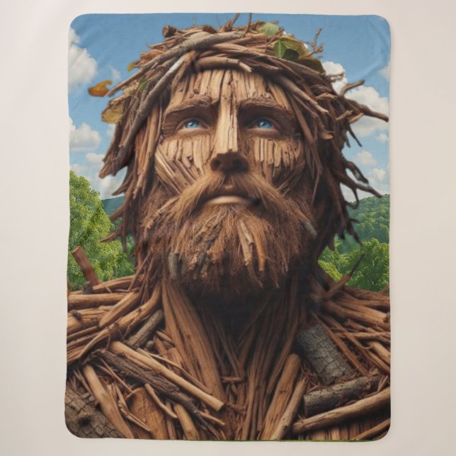 The Tree‑Man – Keeper of the Light Sherpa Blanket (Front)