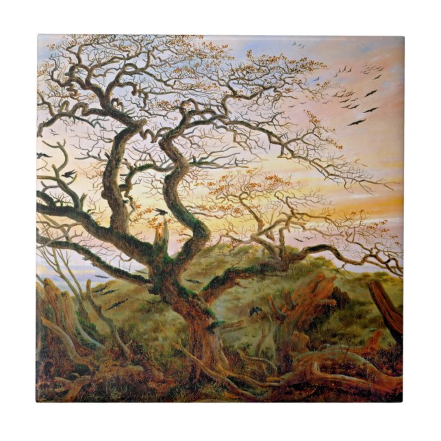 The Tree of Crows by Caspar David Friedrich Ceramic Tile (Front)