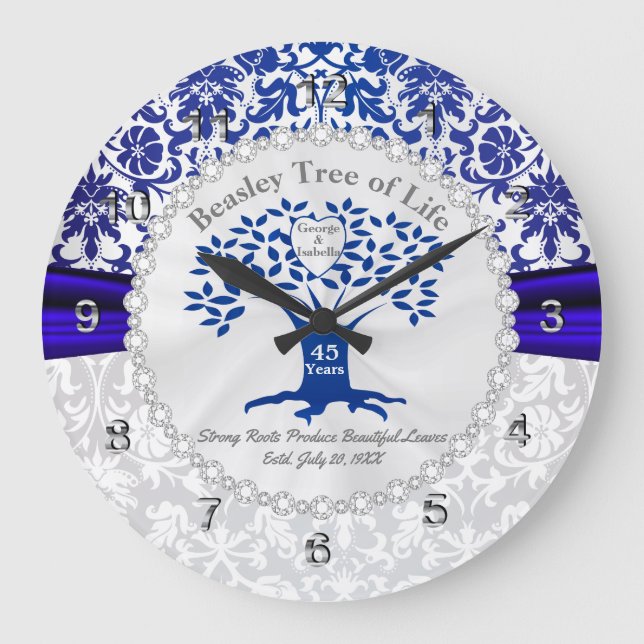 The Tree of Family Love - 45th Anniversary Large Clock (Front)