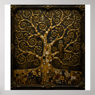 The Tree of Life Framed Relief Art Golden Owl Ed Poster