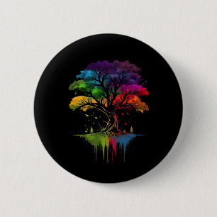 The Tree Of Life Multicolored Tree Changing Colour 6 Cm Round Badge