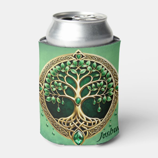 The tree of life with Celtic knots. Can Cooler (Can Front)