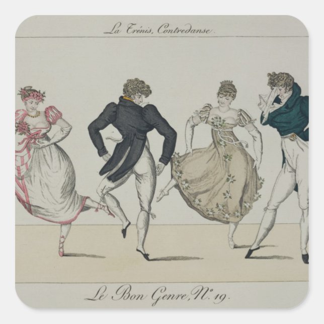 The 'Trenis' Quadrille, plate 19 from 'Le Bon Genr Square Sticker (Front)