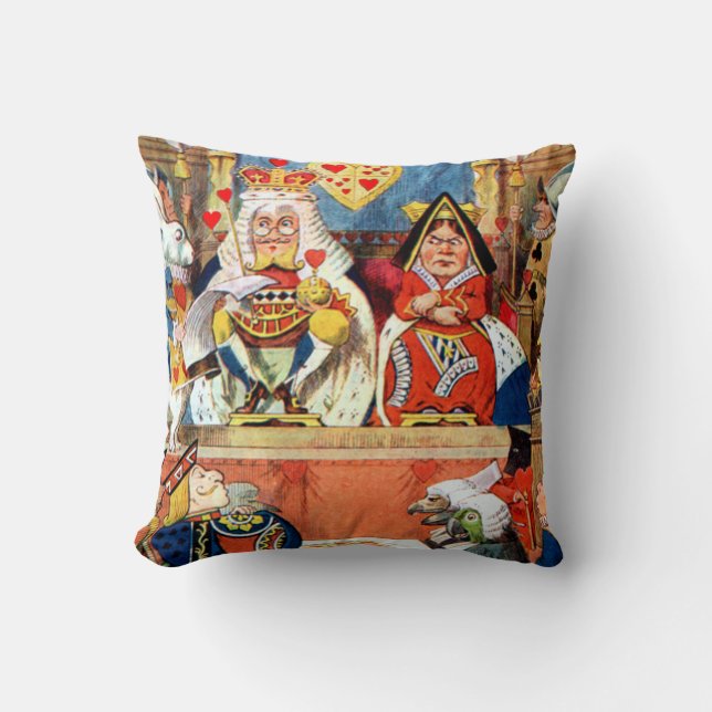 The Trial of the Knave of Hearts in Wonderland Cushion (Front)