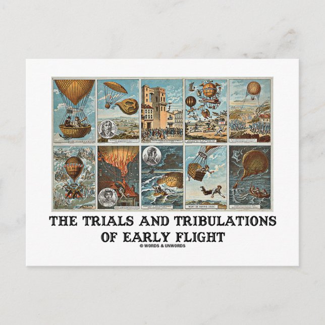 The Trials And Tribulations Of Early Flight Postcard (Front)