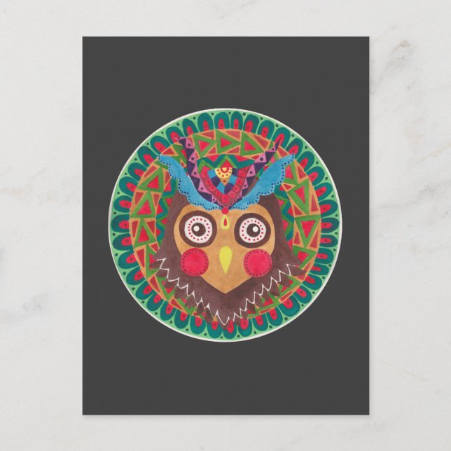 The Tribal Great Horned Owl Postcard (Front)