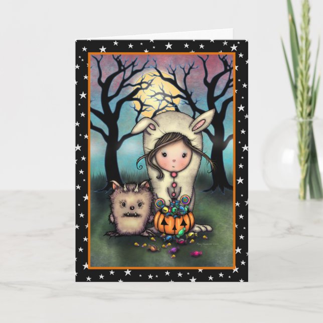 The Trick-or-Treaters Cute Halloween Artwork Card (Front)