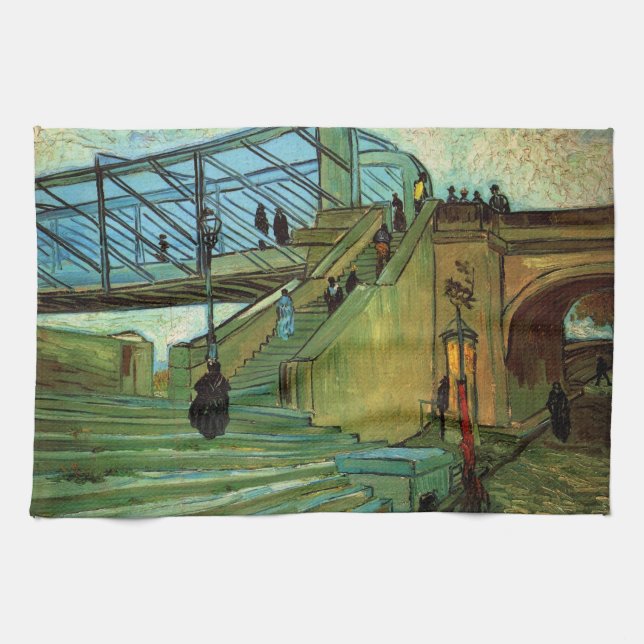 The Trinquetaille Bridge by Vincent van Gogh Tea Towel (Horizontal)