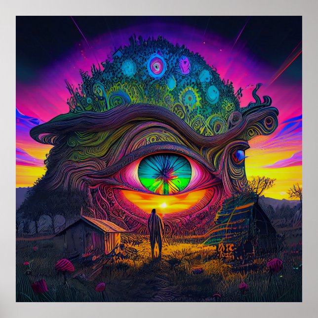 The trippy sunrise in abstract surreal day dream poster (Front)