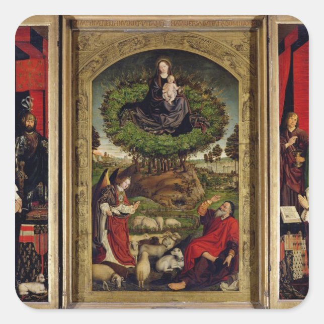 The Triptych of Moses and the Burning Bush Square Sticker (Front)