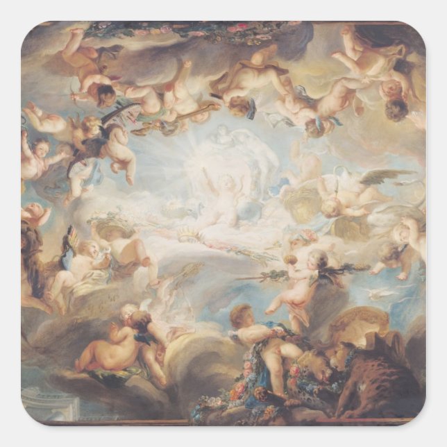 The Triumph of Cupid over all the Gods, 1752 Square Sticker (Front)