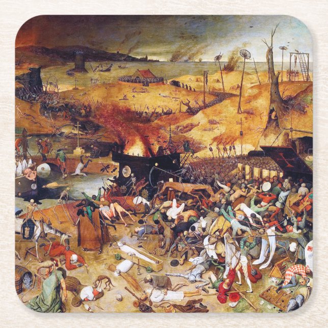 The Triumph of Death, Pieter Bruegel Square Paper Coaster (Front)