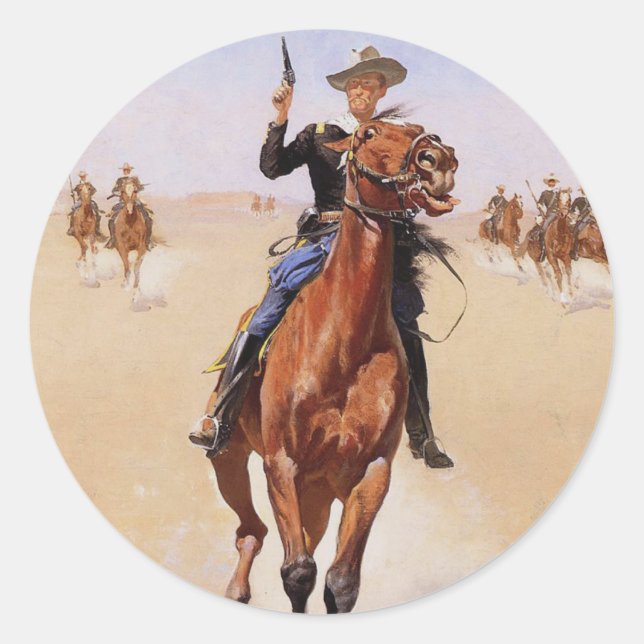 The Trooper by Frederic Remington Classic Round Sticker (Front)