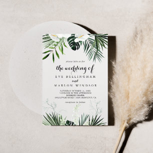 The Tropical Greenery White Floral Wedding Of  Invitation