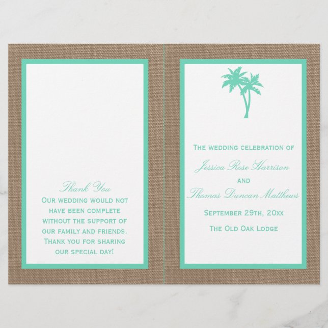 The Tropical Palm Tree Beach Wedding Collection (Front)