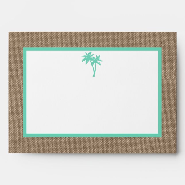 The Tropical Palm Tree Beach Wedding Collection Envelope (Front)