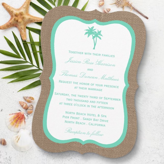 The Tropical Palm Tree Beach Wedding Collection Invitation (Creator Uploaded)