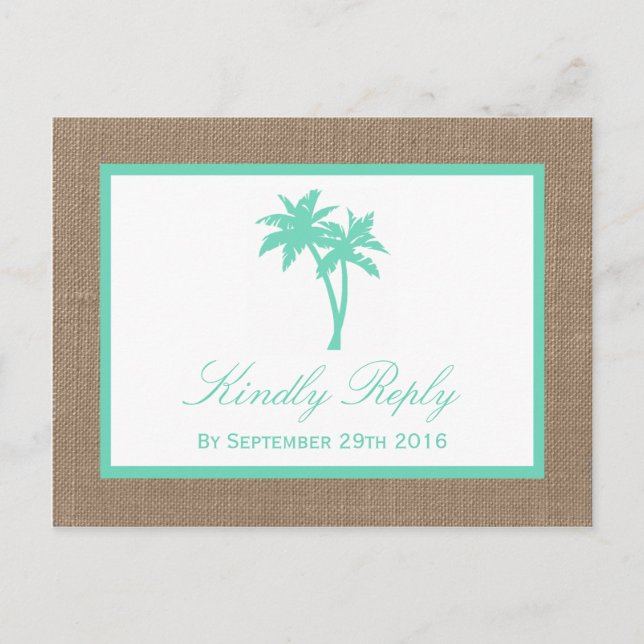 The Tropical Palm Tree Beach Wedding Collection Invitation Postcard (Front)
