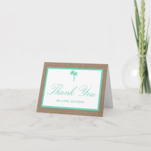 The Tropical Palm Tree Beach Wedding Collection Thank You Card