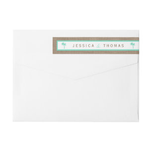 The Tropical Palm Tree Beach Wedding Collection Wrap Around Label