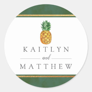 The Tropical Pineapple Wedding Collection Classic Round Sticker