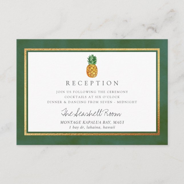 The Tropical Pineapple Wedding Collection Enclosure Card (Front)