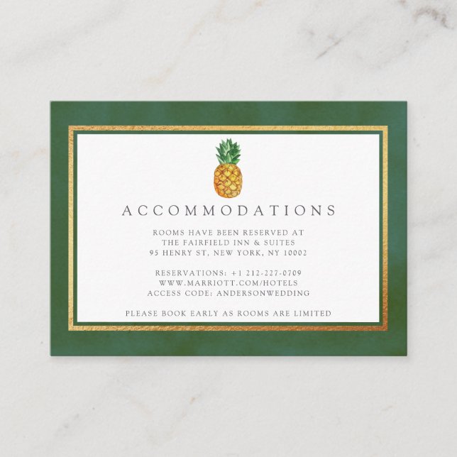 The Tropical Pineapple Wedding Collection Enclosure Card (Front)