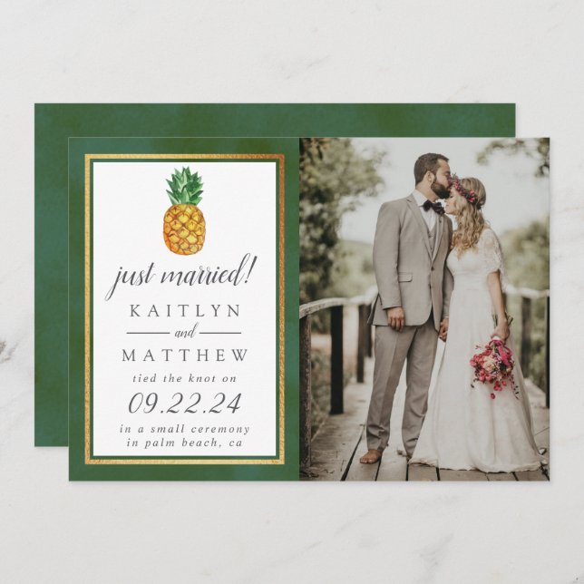 The Tropical Pineapple Wedding Collection Photo Announcement (Front/Back)