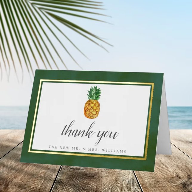 The Tropical Pineapple Wedding Collection Real Foil Greeting Card (Creator Uploaded)