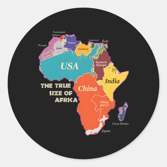The True Size Of Africa Classic Round Sticker (Front)