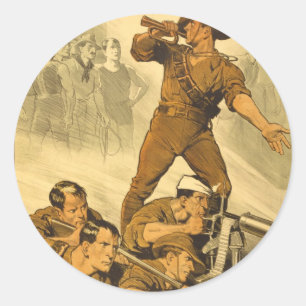 The Trumpet Calls Vintage WW1 Poster Classic Round Sticker