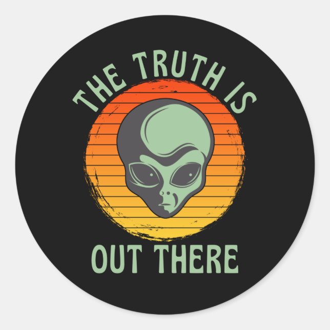 The Truth Is Out There  Grey Alien UFO Classic Round Sticker (Front)