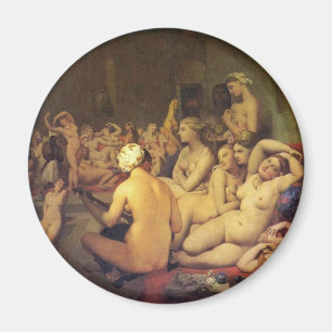 The Turkish Bath (Tondo) By Ingres Jean Auguste Do Magnet
