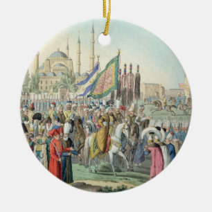 The Turkish Sultan reviewing his Janissaries (engr Ceramic Tree Decoration