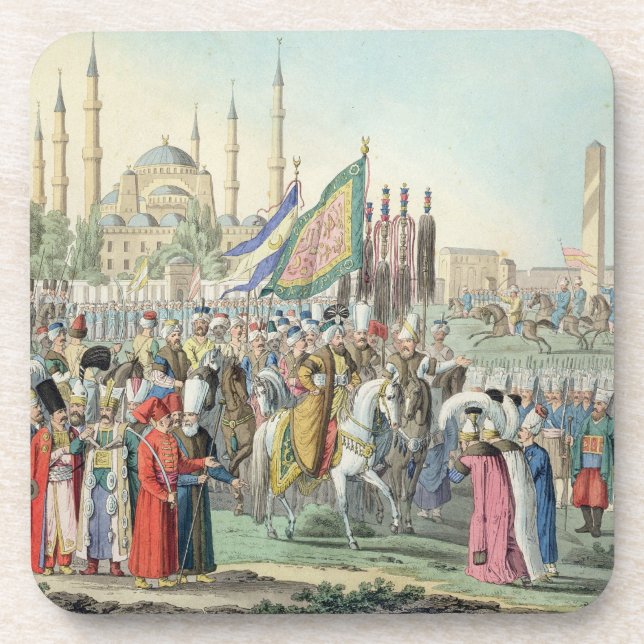 The Turkish Sultan reviewing his Janissaries (engr Coaster (Front)