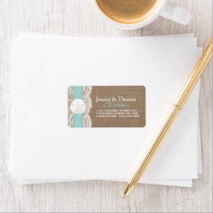 The Turquoise Sand Dollar Beach Wedding Collection Label