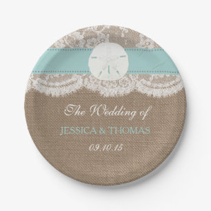 The Turquoise Sand Dollar Beach Wedding Collection Paper Plate