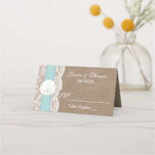 The Turquoise Sand Dollar Beach Wedding Collection Place Card