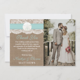 The Turquoise Sand Dollar Beach Wedding Collection Thank You Card