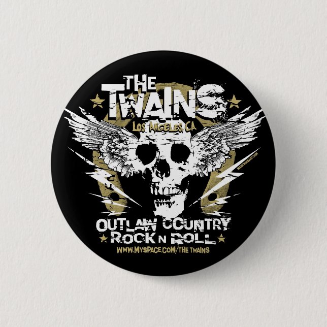 The TWAINS Skull n' Horseshoe Button (Front)