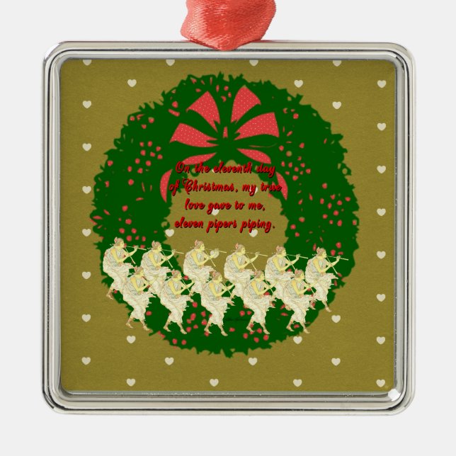 The Twelve Days of Christmas Collection: Day 11 Metal Ornament (Front)